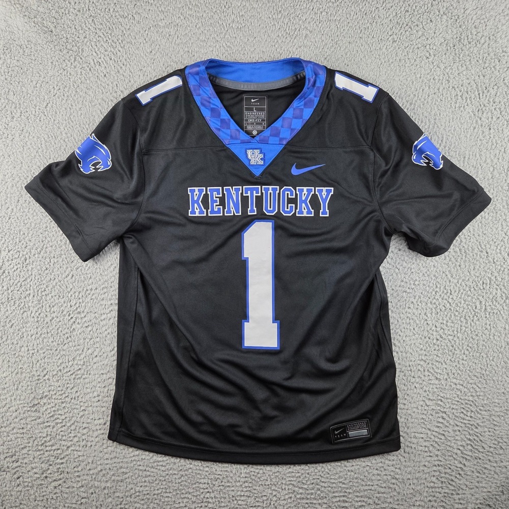 Nike Team Kentucky Wildcats UK Football Jersey #1 Checkered Youth L Black